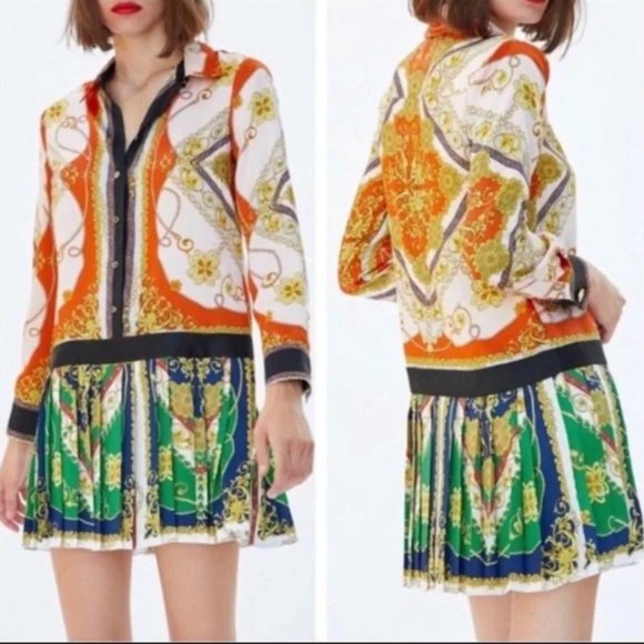 Zara Multicolor Chain Print Scarf Dress - Picture 2 of 11